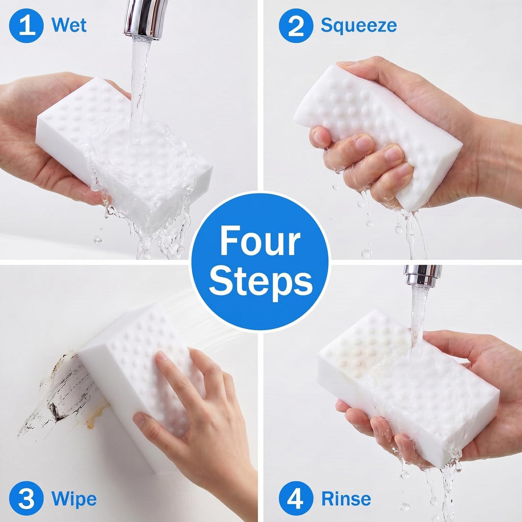 50 Pack High-Density Magic Melamine Sponge Eraser, Extra Durable Nano Cleaning Pads Supplies for Multi-Surface, Non-Crumbling Scrubber for Walls, Shoes, Kitchen & Bath, Just Add Water