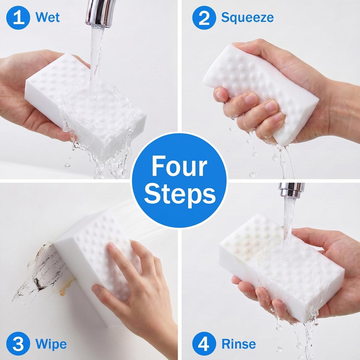 50 Pack High-Density Magic Melamine Sponge Eraser, Extra Durable Nano Cleaning Pads Supplies for Multi-Surface, Non-Crumbling Scrubber for Walls, Shoes, Kitchen & Bath, Just Add Water