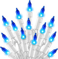 TW SHINE Christmas String Lights, 20FT 100 Count Incandescent White Wire Christmas Mini Lights, Waterproof Xmas String Lights for Outdoor Indoor Home Party Yard Decorations, Blue