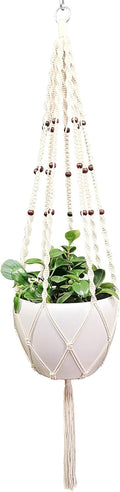 Cotton Rope Macrame Plant Hanger Hanging Planter 8 Legs 63 Inch, Hook, Plant and Pot not Included for 12-13 inch Plant Pot (Cream-Cotton)