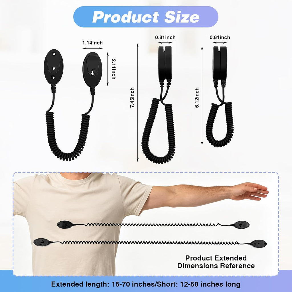 Magnetic Remote Control Holder and Remote Holder with Retractable Leash, Wall Mount for TV Remote, Couch and Bedside, No Drill Adhesive Pad, 2 Pack Black