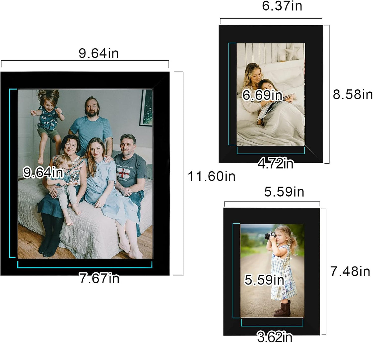 LUCKYLIFE Picture Frame Set 10-Pack, Gallery Wall Frame Collage with 8x10 5x7 4x6 Black Frames