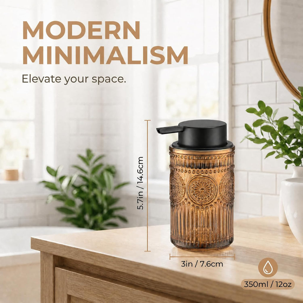 Amber Glass Foaming Hand Soap Dispenser