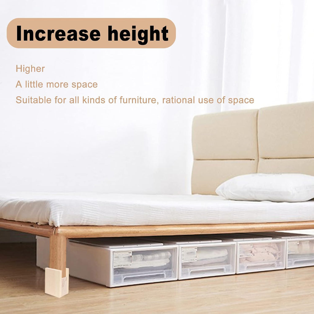 2PCS Bed Risers Furniture Riser Heavy Duty Bed Lifts in Heights of 4Inches (add Height 10cm)