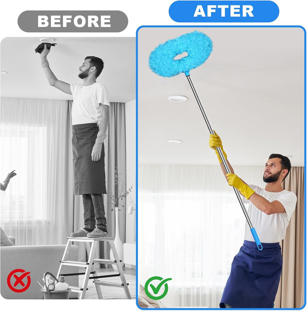 2PCS Ceiling Fan Cleaner Duster, Adjustable Microfiber Duster, Blue