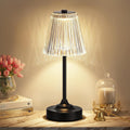 Black Cordless Rechargeable Table Lamp, Touch Battery Powered Lamp, 3 Color Modes, Crystal Acrylic Lampshade, Portable Ambient Night Light for Desk, Bedroom, Living Room, Dining Room, Kitchen, Bar