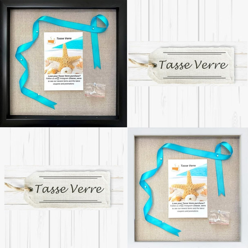 Tasse Verre 10x10 White Display Shadow Box (1-Pack) Frame w/Linen Background and 8 Stick Pins - Ready to Hang Shadowbox Picture Frame - Box Display Baby Memorabilia Wedding