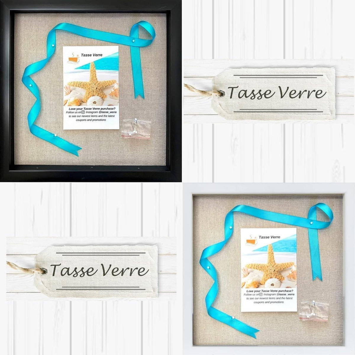 Tasse Verre 10x10 White Display Shadow Box (1-Pack) Frame w/Linen Background and 8 Stick Pins - Ready to Hang Shadowbox Picture Frame - Box Display Baby Memorabilia Wedding