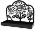 Sunflower Vanity Tray for Bathroom Countertop, Metal, 9" x 3.1", Black