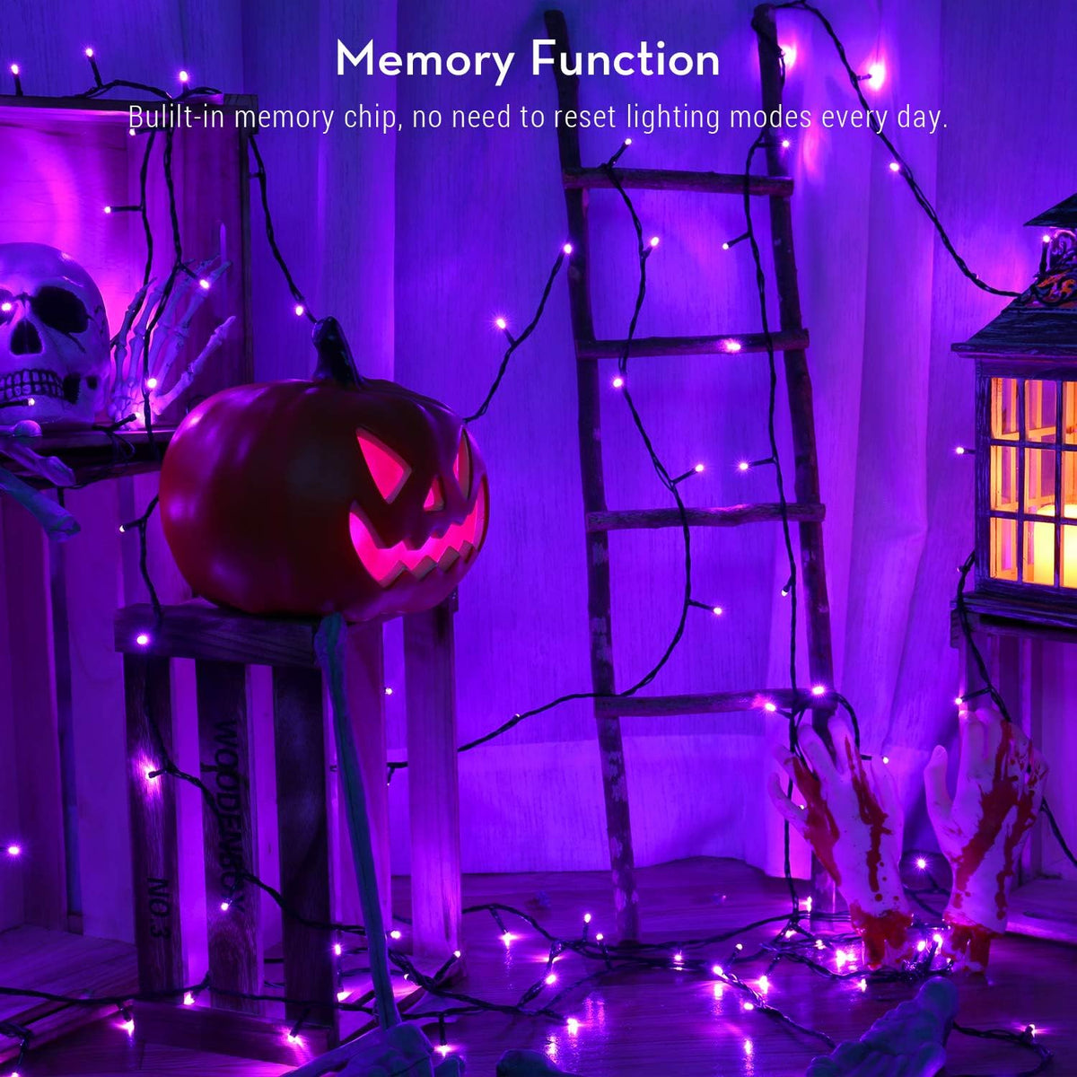 BrizLabs Purple Halloween String Lights Connectable Plugin 78.74 ft 240 LED