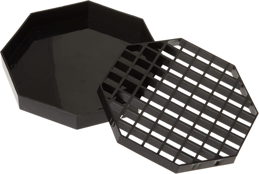Winco 6" Black Plastic Drip Tray Octagonal (Set of 4)
