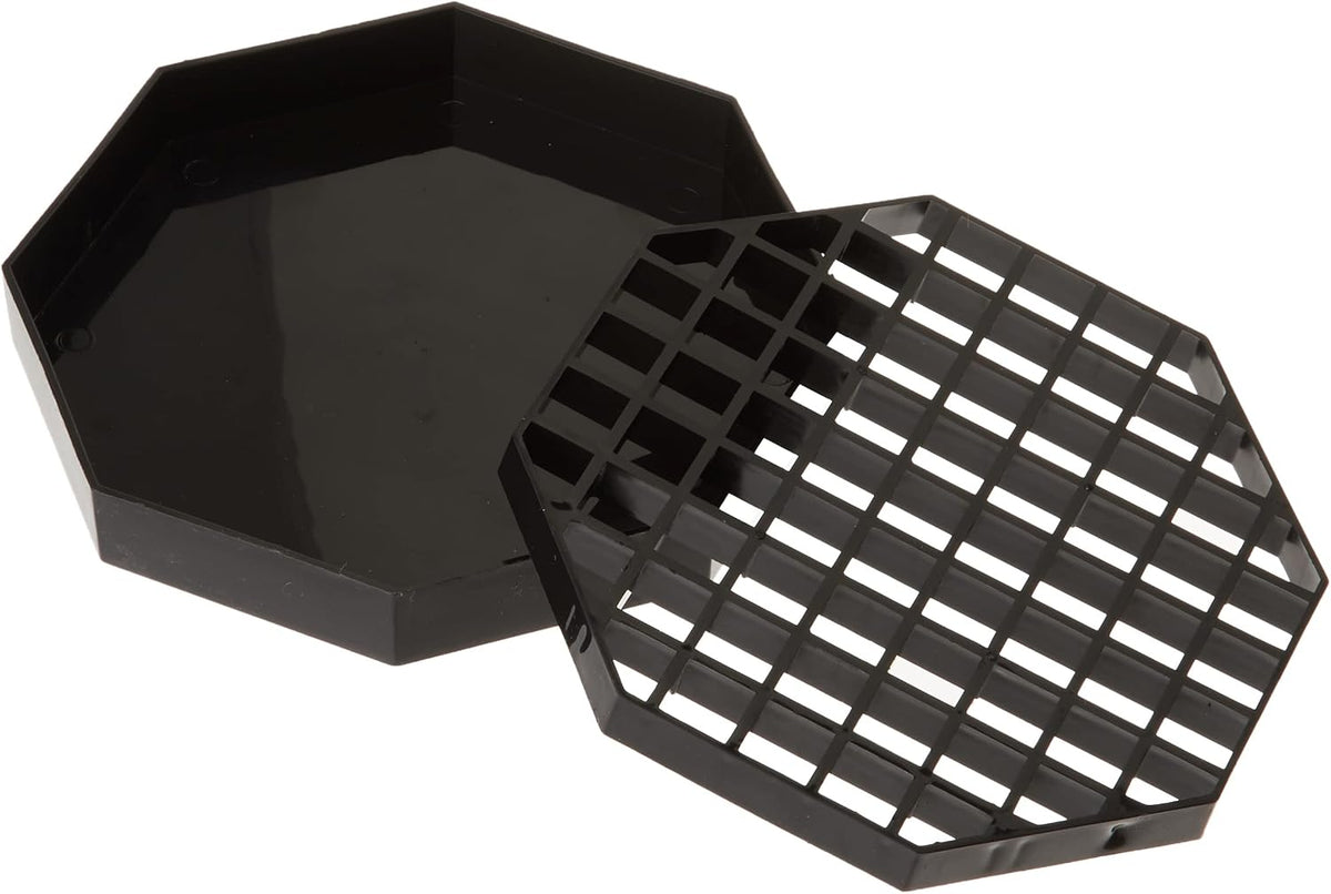 Winco 6" Black Plastic Drip Tray Octagonal (Set of 4)