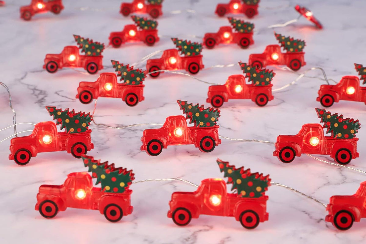 Impress Life Christmas Tree Farmhouse Truck String Lights with Remote