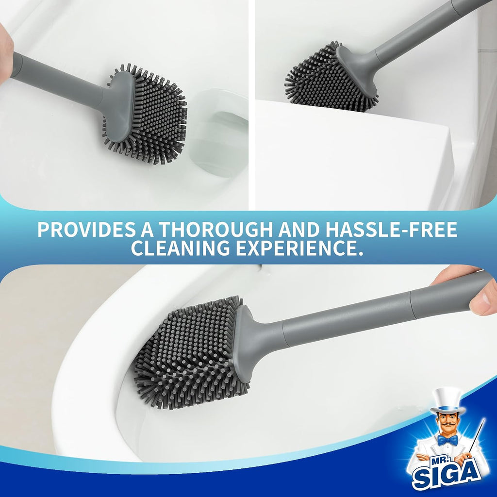 MR.SIGA Toilet Brush and Holder Wall Mounted, Gray, 1 Pack