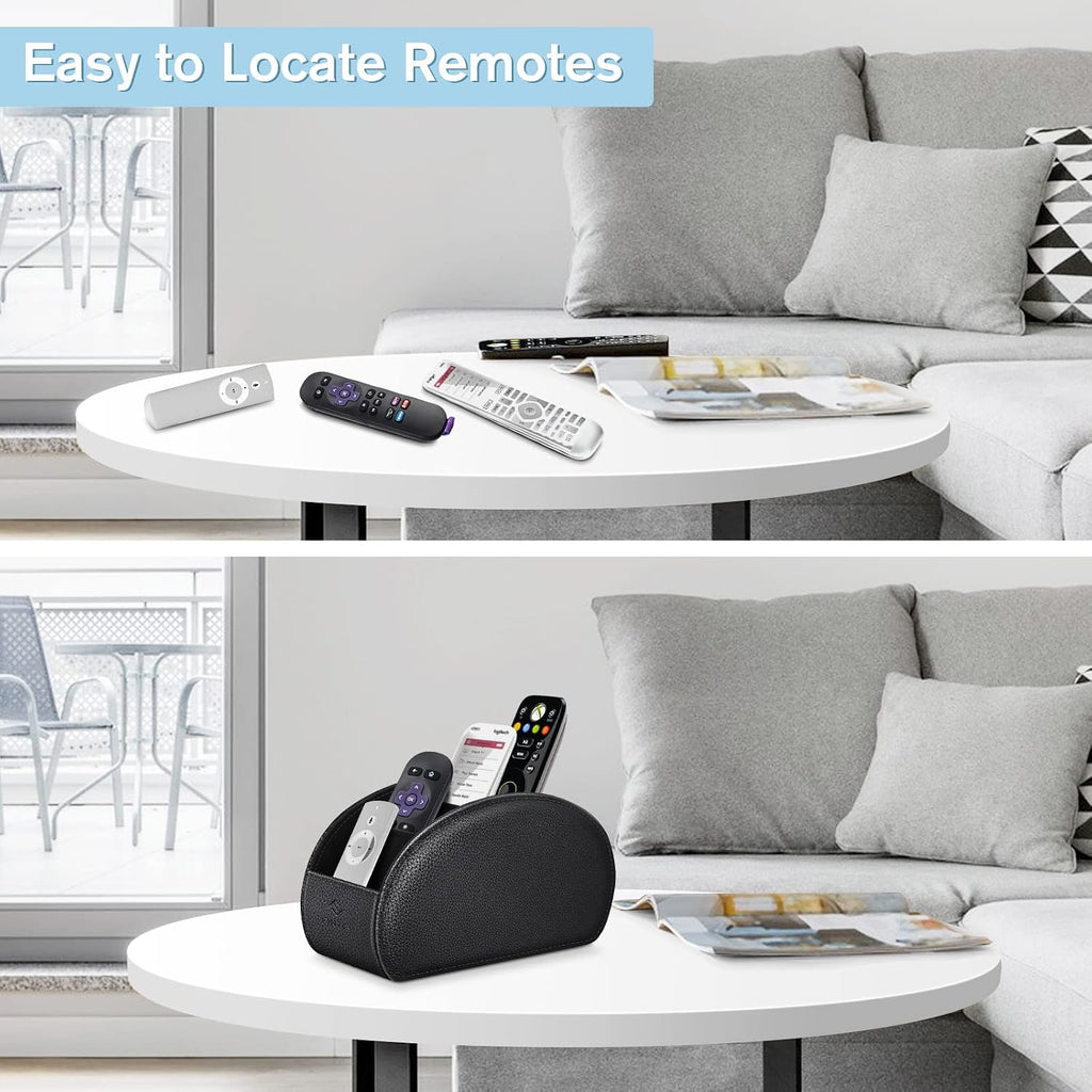 FINTIE Remote Control Holder with 6 Compartments Vegan Leather