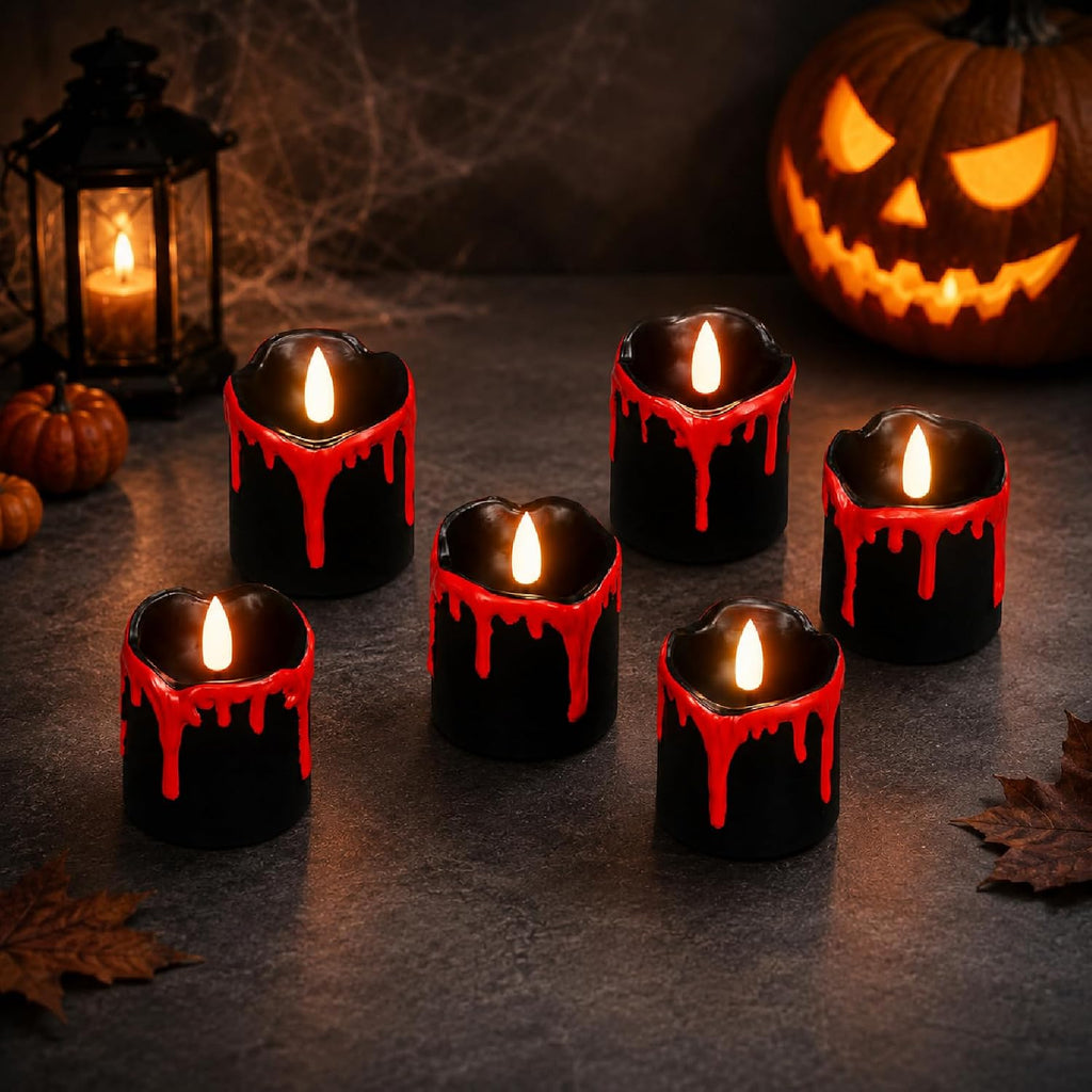 Eldnacele Halloween Flameless Votive Candles Battery Operated with Timer