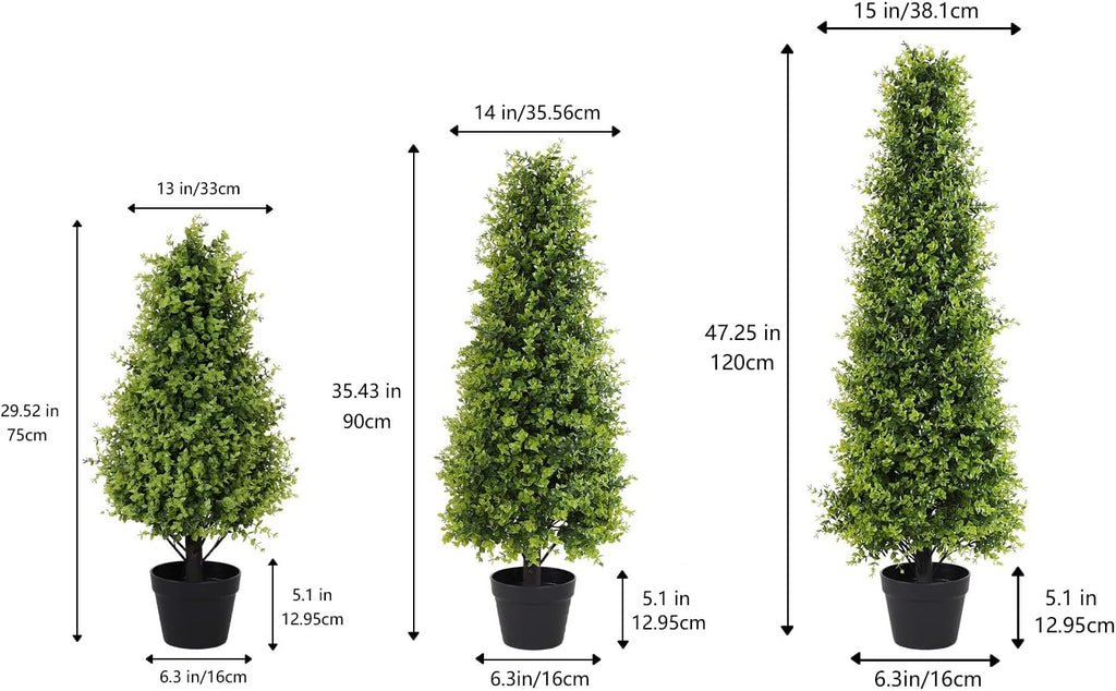 30" Artificial Boxwood Topiary Trees for Outdoor Set of 2