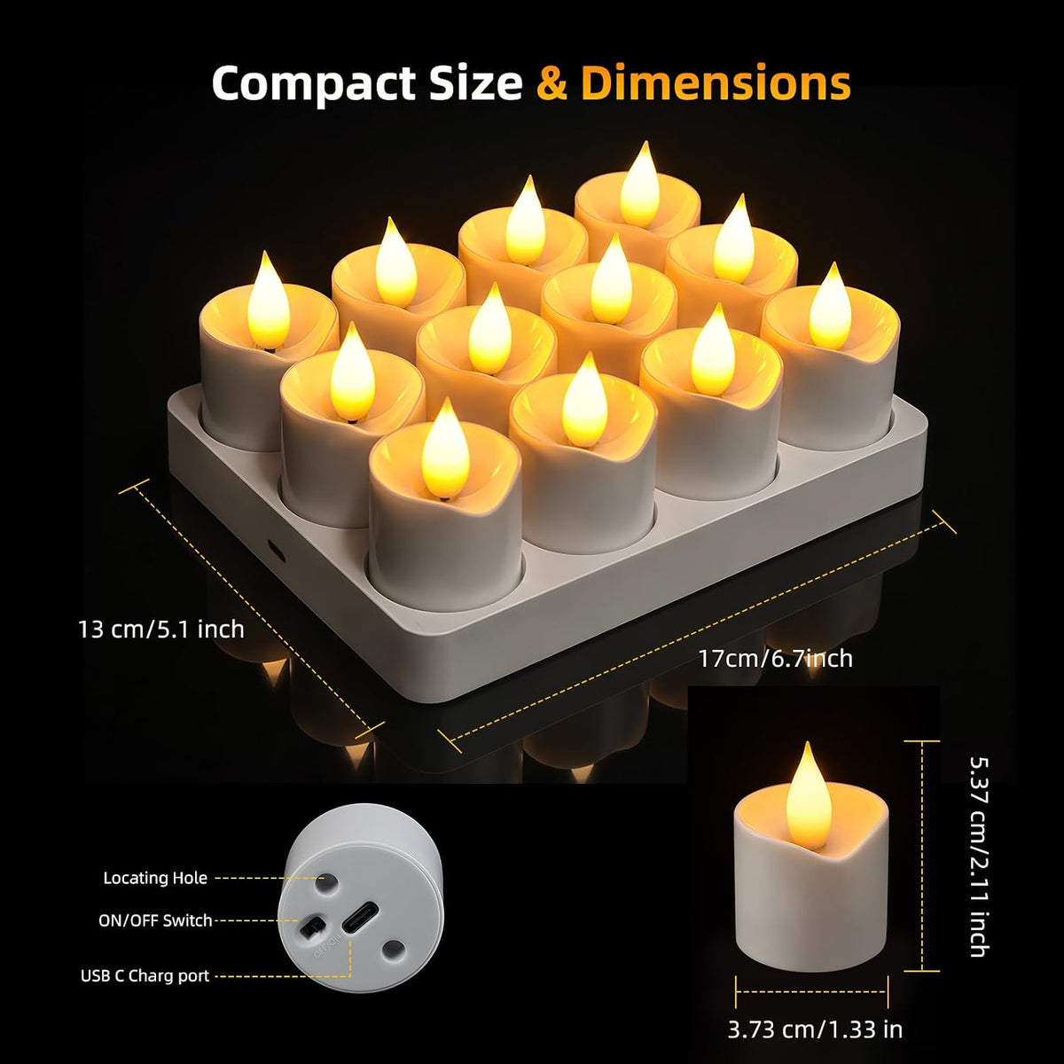 Rechargeable Tea Lights Candles, 12 Pack Flameless Candles with Remote