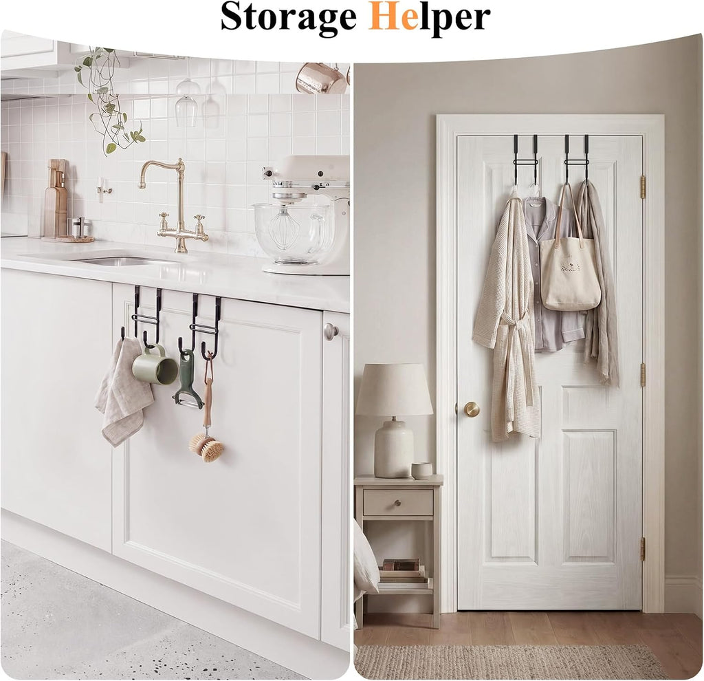 FYY Over the Door Hooks - Heavy Duty Double Hanger,Fits 1.5 in Door, 2 Pack