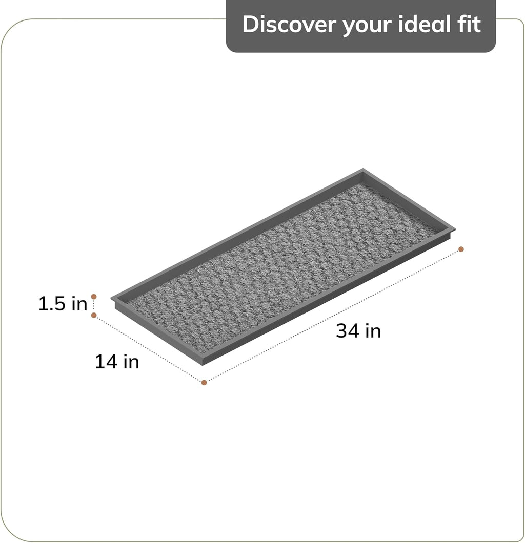 Anji Mountain Rubber Boot Tray with Coir, Fits 3 pair (34.5” wide), Blue & Ivory Insert