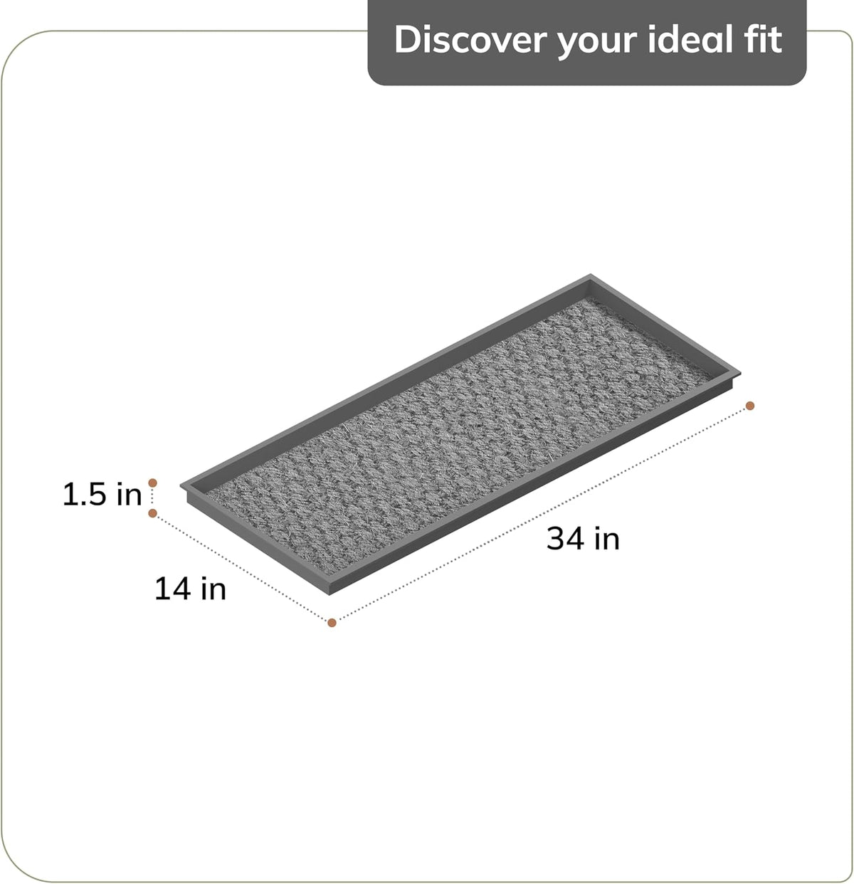 Anji Mountain Rubber Boot Tray with Coir, Fits 3 pair (34.5” wide), Blue & Ivory Insert