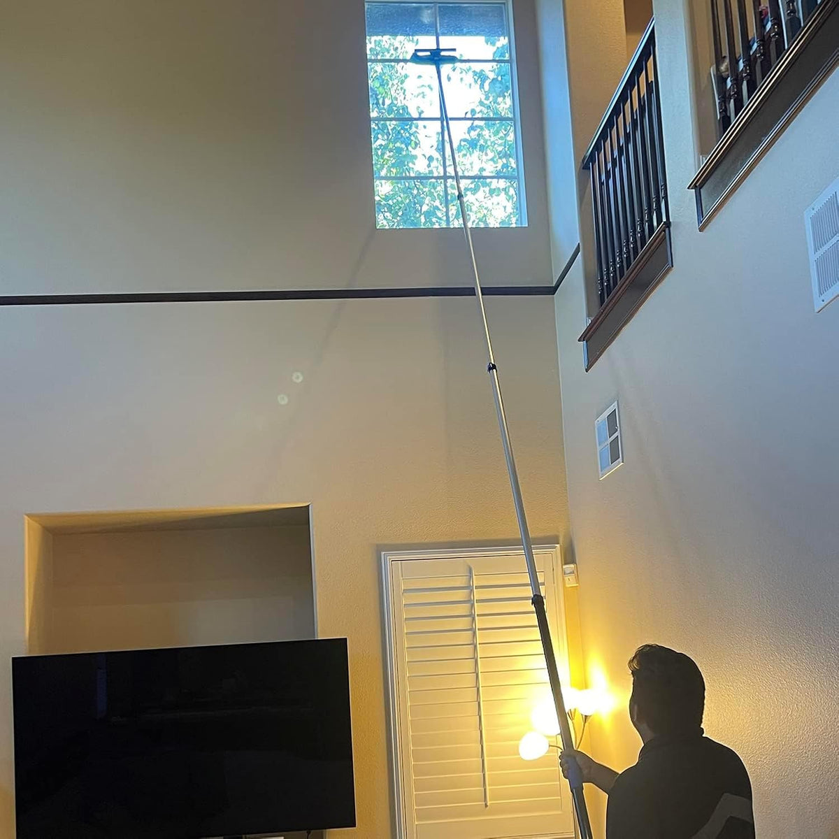 20 Foot High Ceiling Fan, Cobweb Duster with 5-12ft Extension Pole