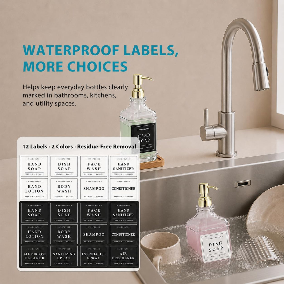 Kitchen Glass Soap Dispenser Set with Tray 2 with Silver Rust Proof Pump