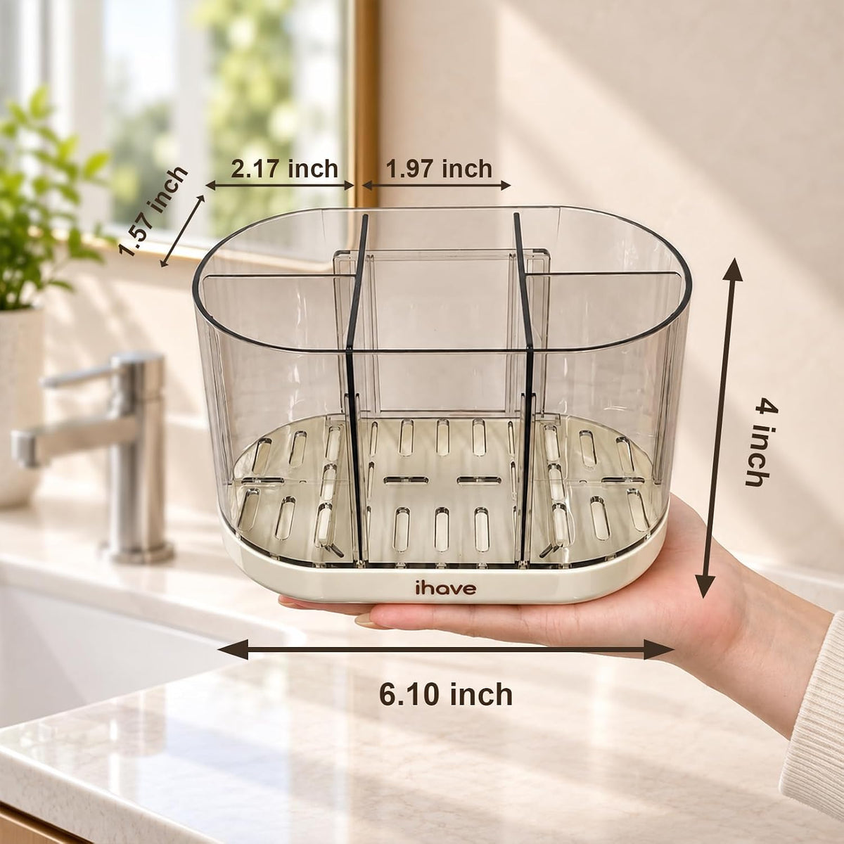 iHave Toothbrush Holders, Bathroom Counter Organizer with Wall Mount, White