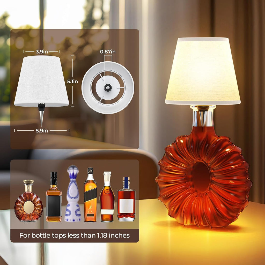 Cordless LED Bottle Lamp 5000mAh Battery Portable Wireless Table Lamp Wine Bottle Lamp for Indoor Outdoor Dining Bedroom with Remote (White, 1 Pack)