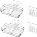 Bar Soap Dish 2 Pack,Self Draining Soap Holder for Shower,Wall Mounted Soap Saver with Strong Adhesive, No Drilling Clear Plastic Holder for Bathroom Storage & Kitchen Sink Organizer,Keeps Soap Dry