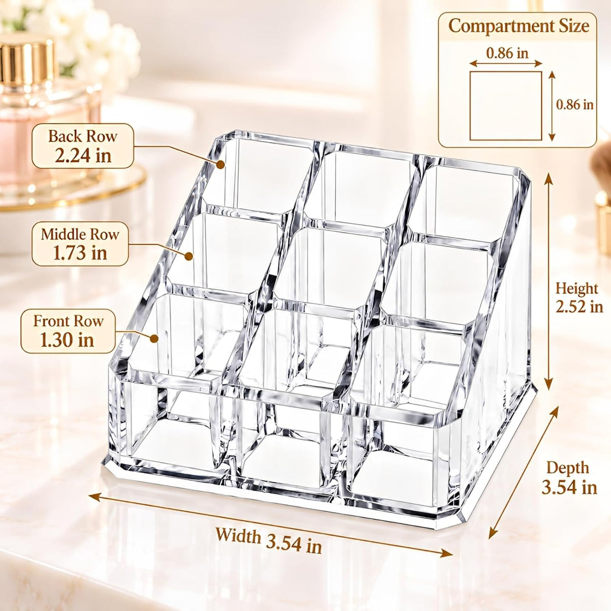 MOSIKER Acrylic Lipstick Organizer Lip Gloss Holder with 9 Slots