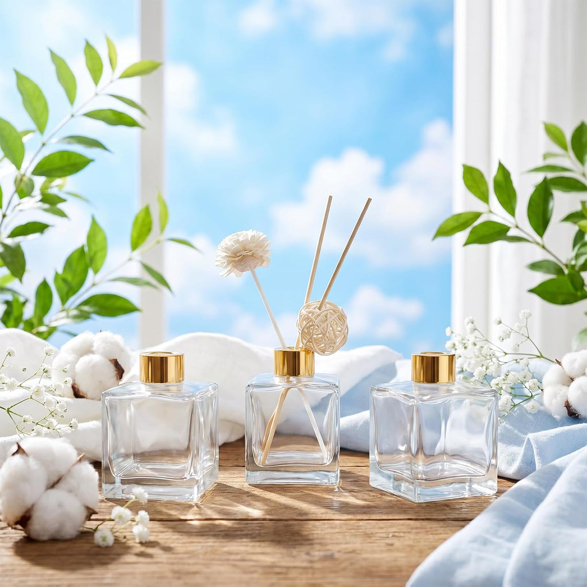 180ml Fragrance Glass Reed Diffuser Bottles Set of 4 Jars