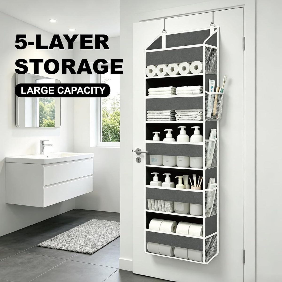 Overdoor Organizer 15 Pockets (5+10) 44lb for Kitchen/Bedroom, Shoes & Toys