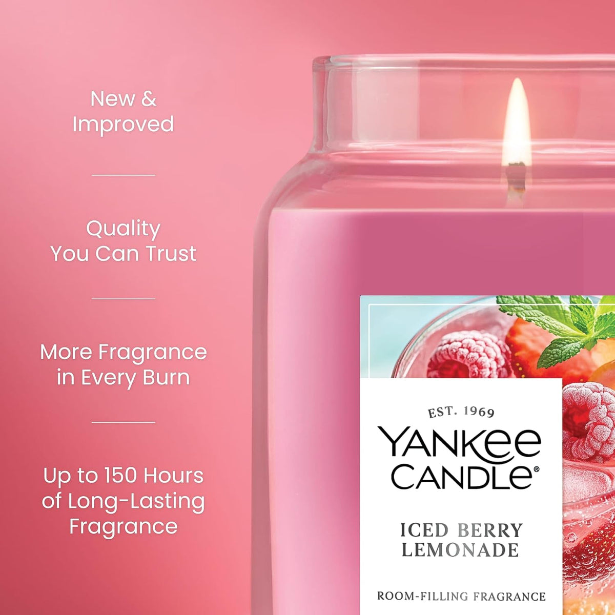 Yankee Candle Iced Berry Lemonade Scented Candle, 22oz Large Jar (Pack of 4)