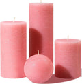 Pink Textured Pillar Candles Set - 4 Pcs Assorted Sizes Rustic Unscented Pillar Candle, Decorative Farmhouse Candles for Home Centerpiece Decor, Holiday Dinner Table, Dripless & Smokeless