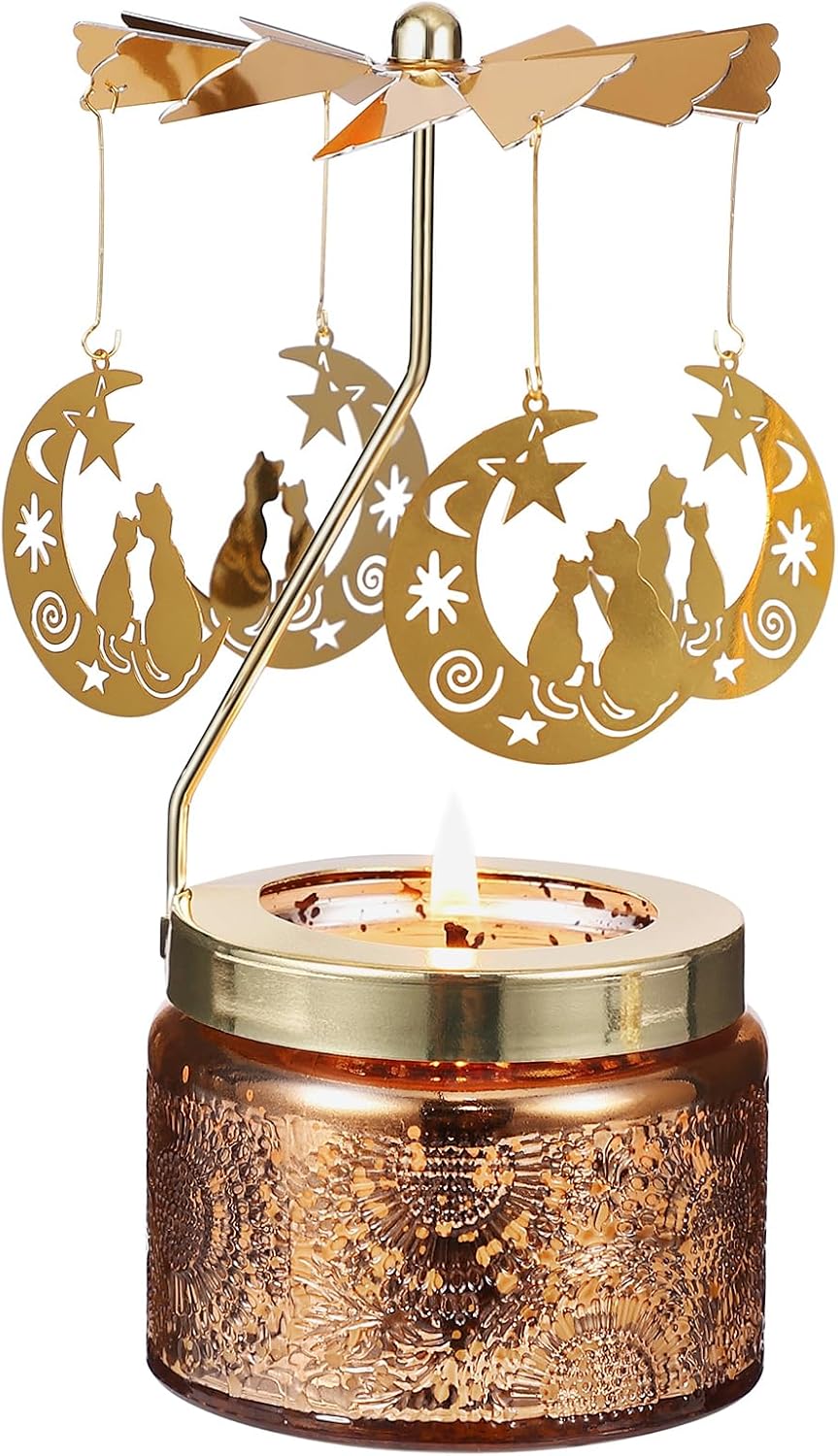 Cat Rotating Scented Candle, Gifts for Women Mom Daughter Sister Wife