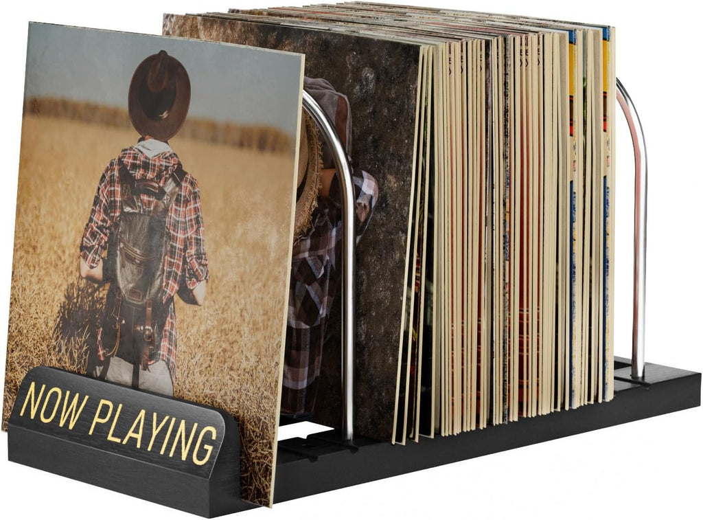 BS-VOG Now Playing Vinyl Record Holder Storage Fits 50 LPs, Gift Package
