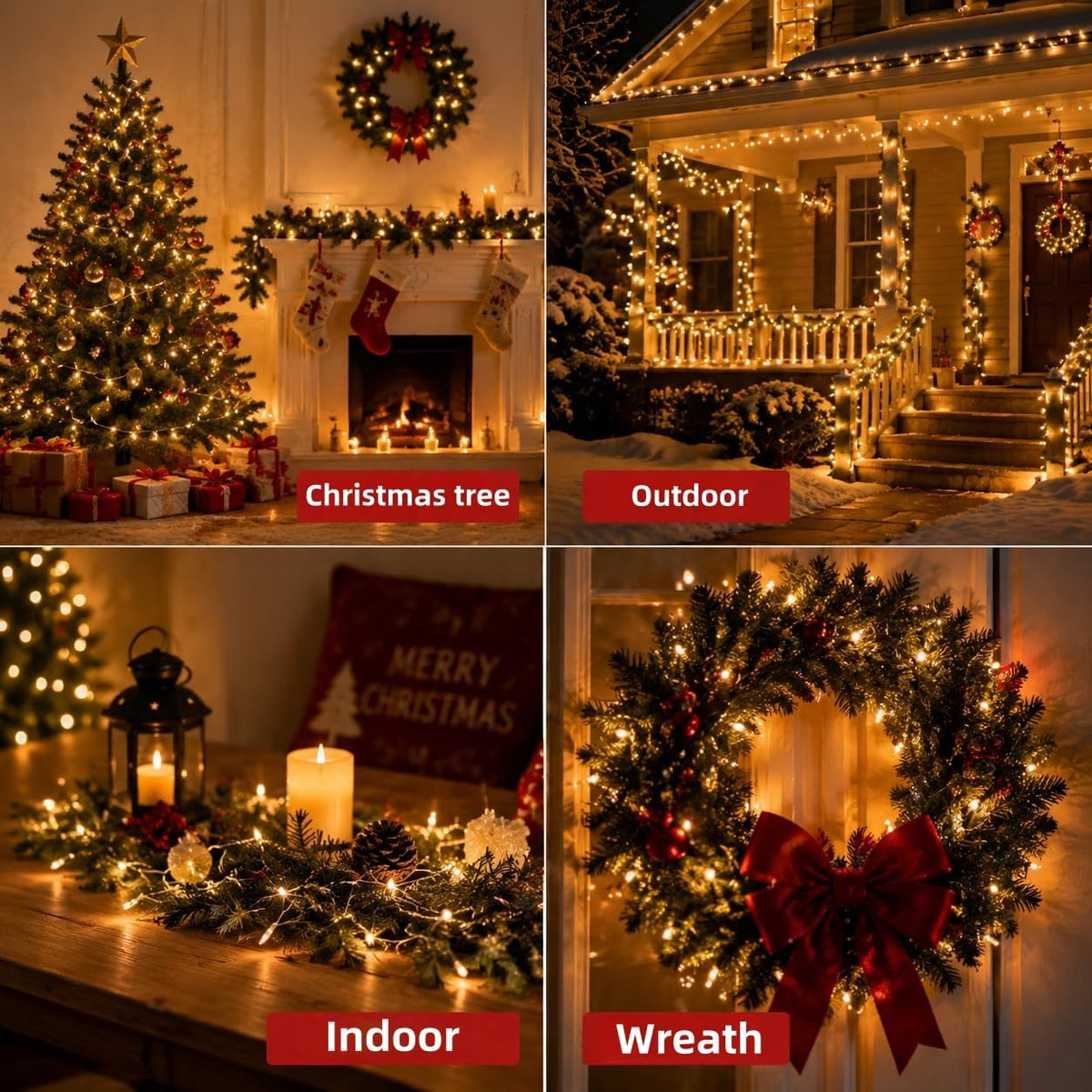 Warm White Christmas Lights, 21Ft 100 Incandescent Mini Bulbs, UL Certified, Connectable, Indoor and Outdoor, Perfect for Christmas Tree, Wreath, Home, Yard, Wedding, Party, Holiday Decor