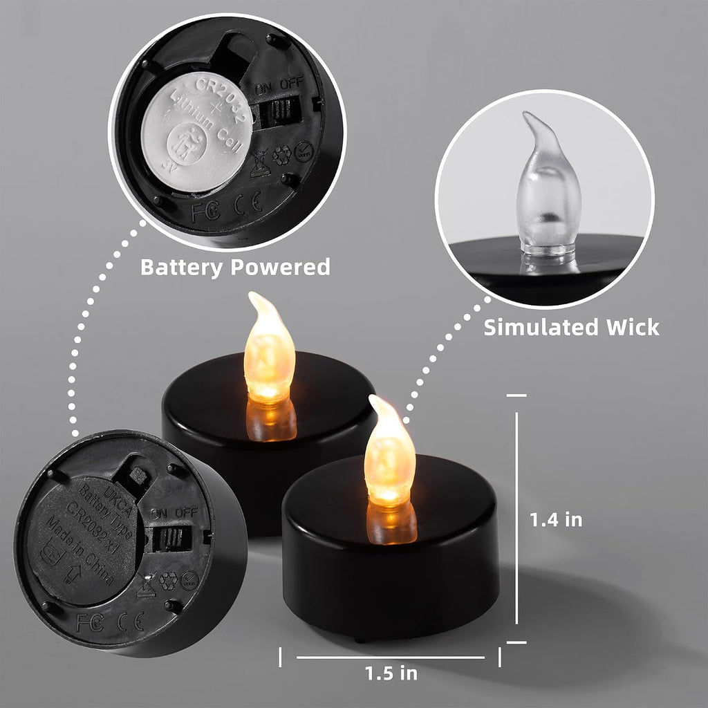 Flameless Tealight Candles, 40 Pack, Batteries Included, Black