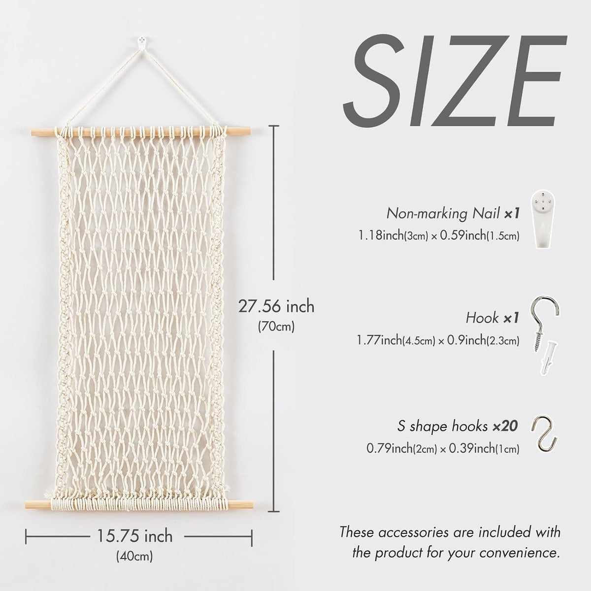 Pretty Jolly Hanging Jewelry Mesh Organizer with 20 Pieces S Shape Hooks