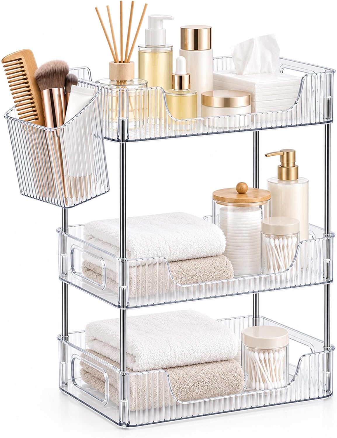 3-Tier Clear Bathroom Counter Organizer, Makeup Skincare Tray