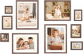 Egofine Picture Frame Set 10 Pack, Picture Frames Collage Wall Decor with Two 12x16,Two 11x14,Two 5x7,Two 4x6,Two 4x4 for Wall and Tabletop, Made of Solid Wood, Covered by Plexiglass, Rustic Brown