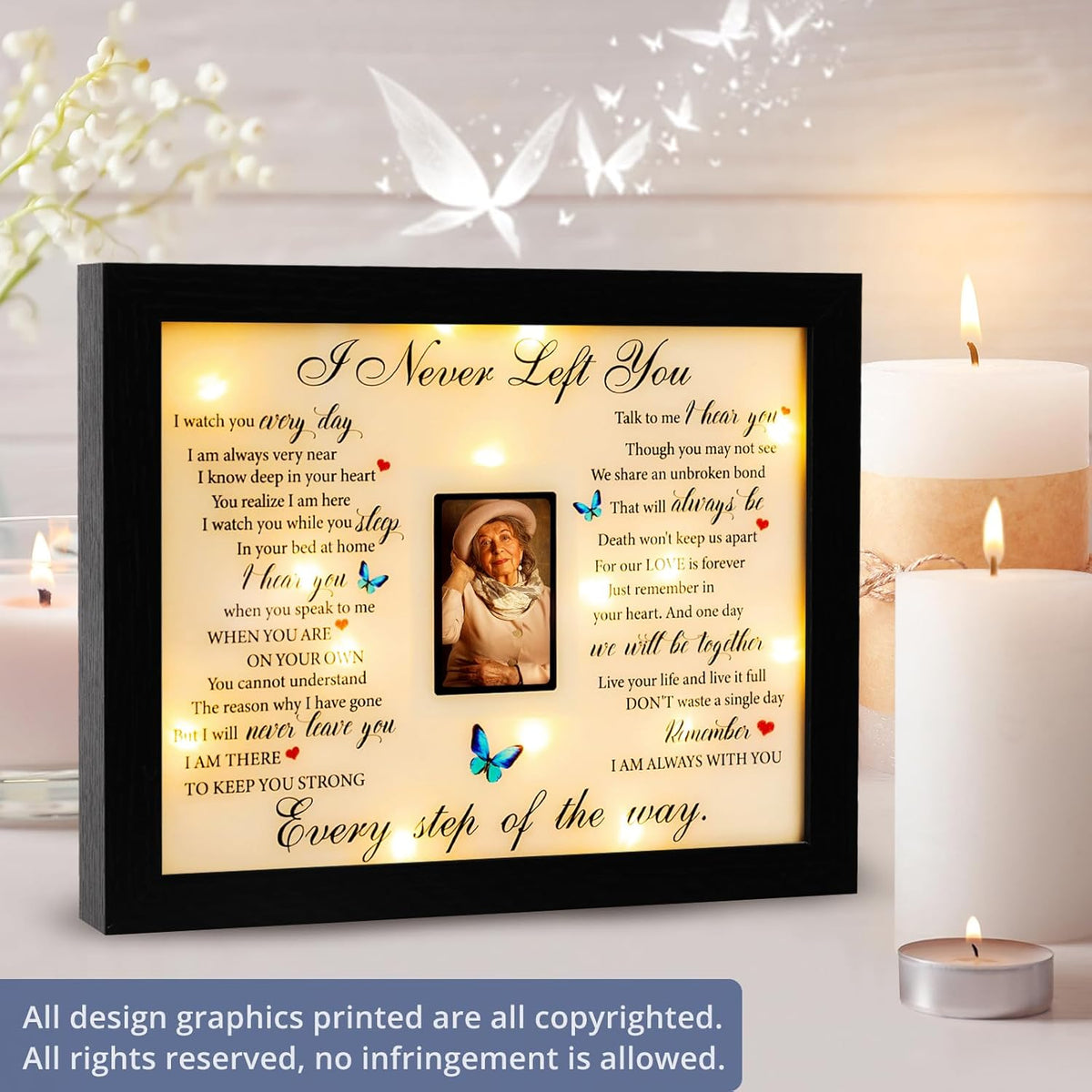 Memorial Gifts LED Shadow Box 2x3 Picture Frame Sympathy Condolences Grief