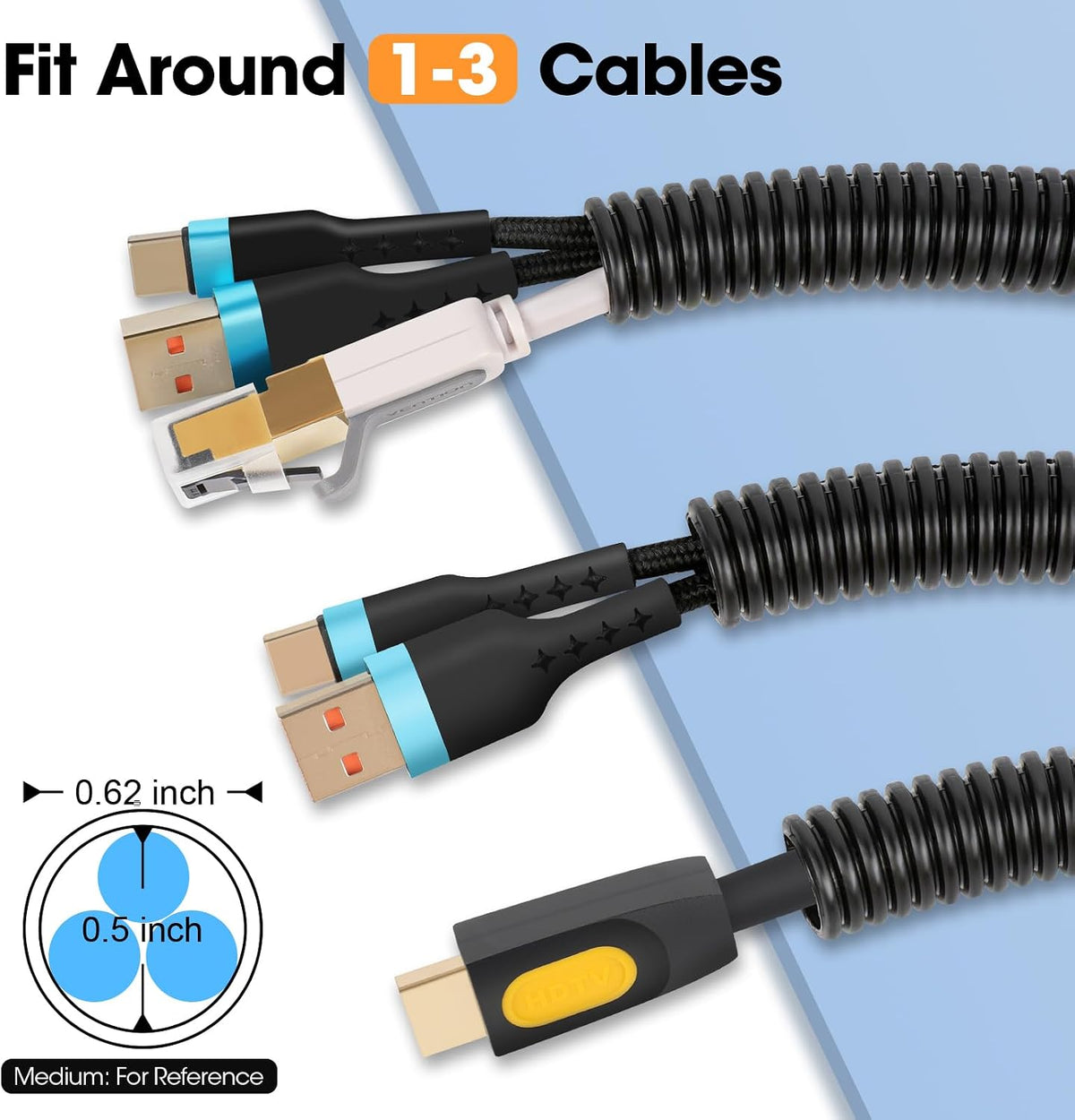 50 FT Wire Loom 1/2 Inch, Split Wire Loom Tubing Wire Conduit, Wire Protector Tubing – Black