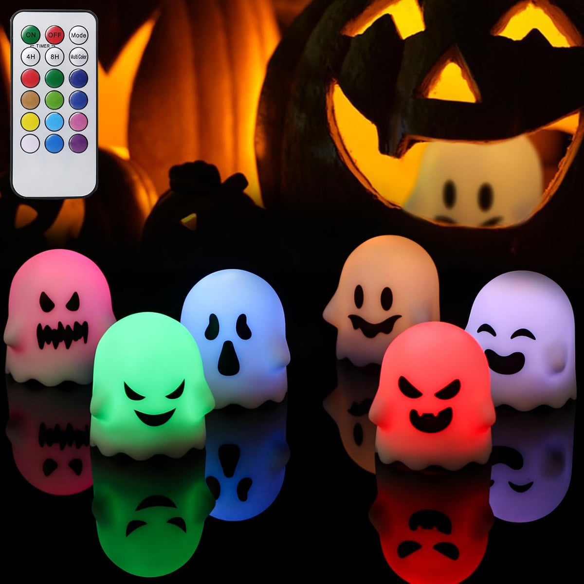 Wondise Halloween Flameless Ghost Candles with Remote and Timer