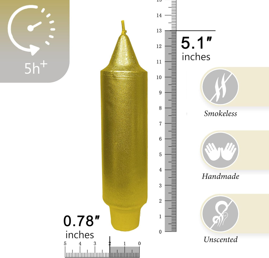 Gold Short Taper Candle Candle Sticks, 5 Inch Mini Pillar Candles, 4PCS Handmade Unscenteds Candlesticks for Holidays Church Christmas Celebration Party Decor