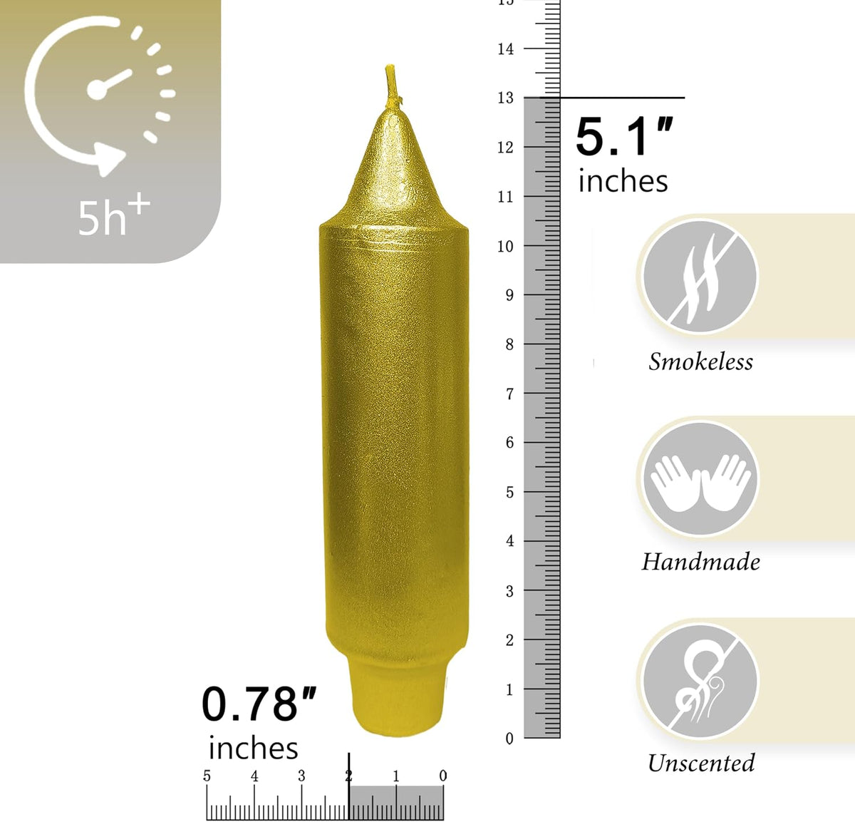 Gold Short Taper Candle Candle Sticks, 5 Inch Mini Pillar Candles, 4PCS Handmade Unscenteds Candlesticks for Holidays Church Christmas Celebration Party Decor