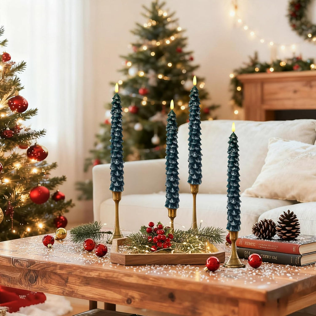 Christmas Decorations For Home, Christmas Tree Flameless Taper Candles