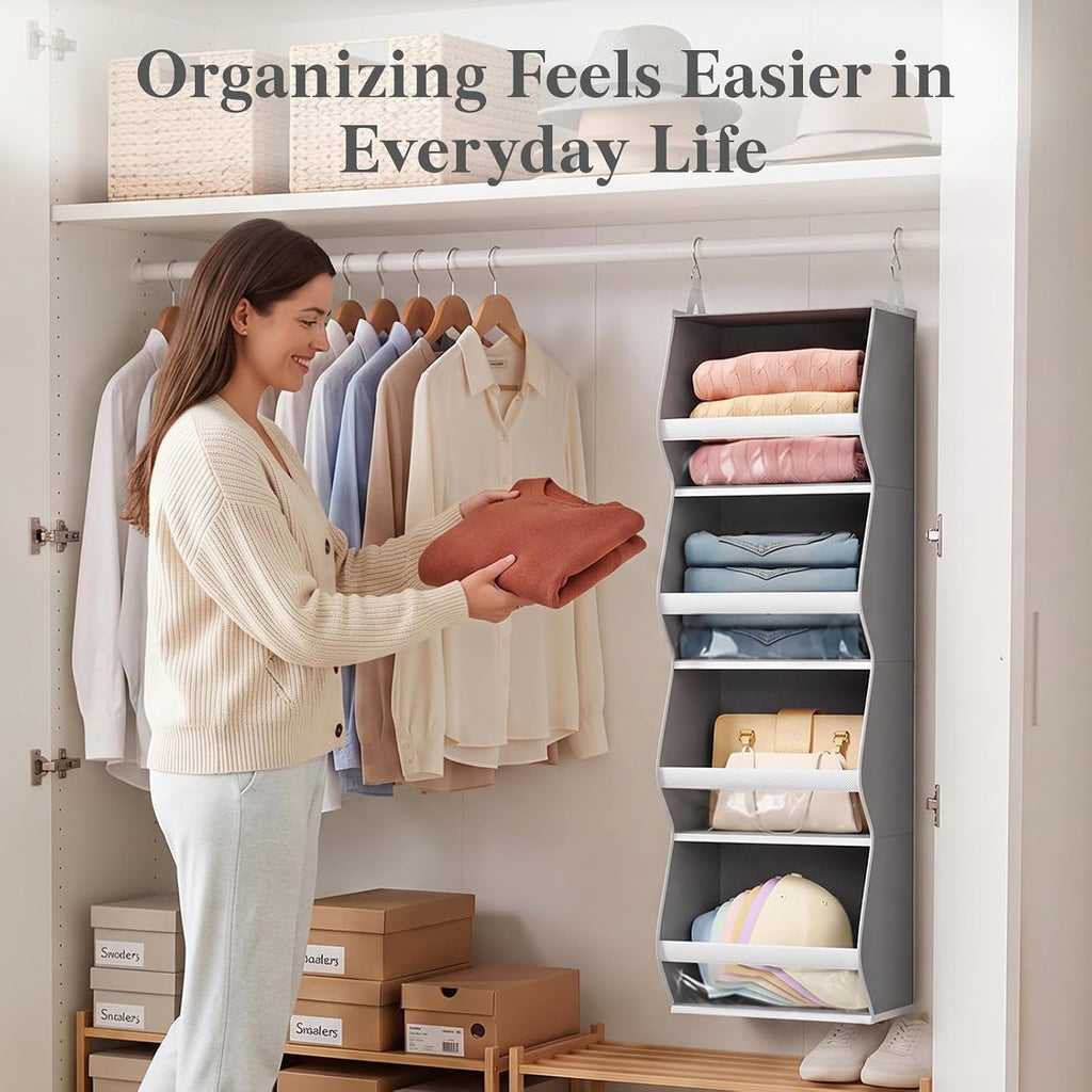 Lifewit Hanging Closet Organizer and Storage for Clothes, Gray, 2 Pack