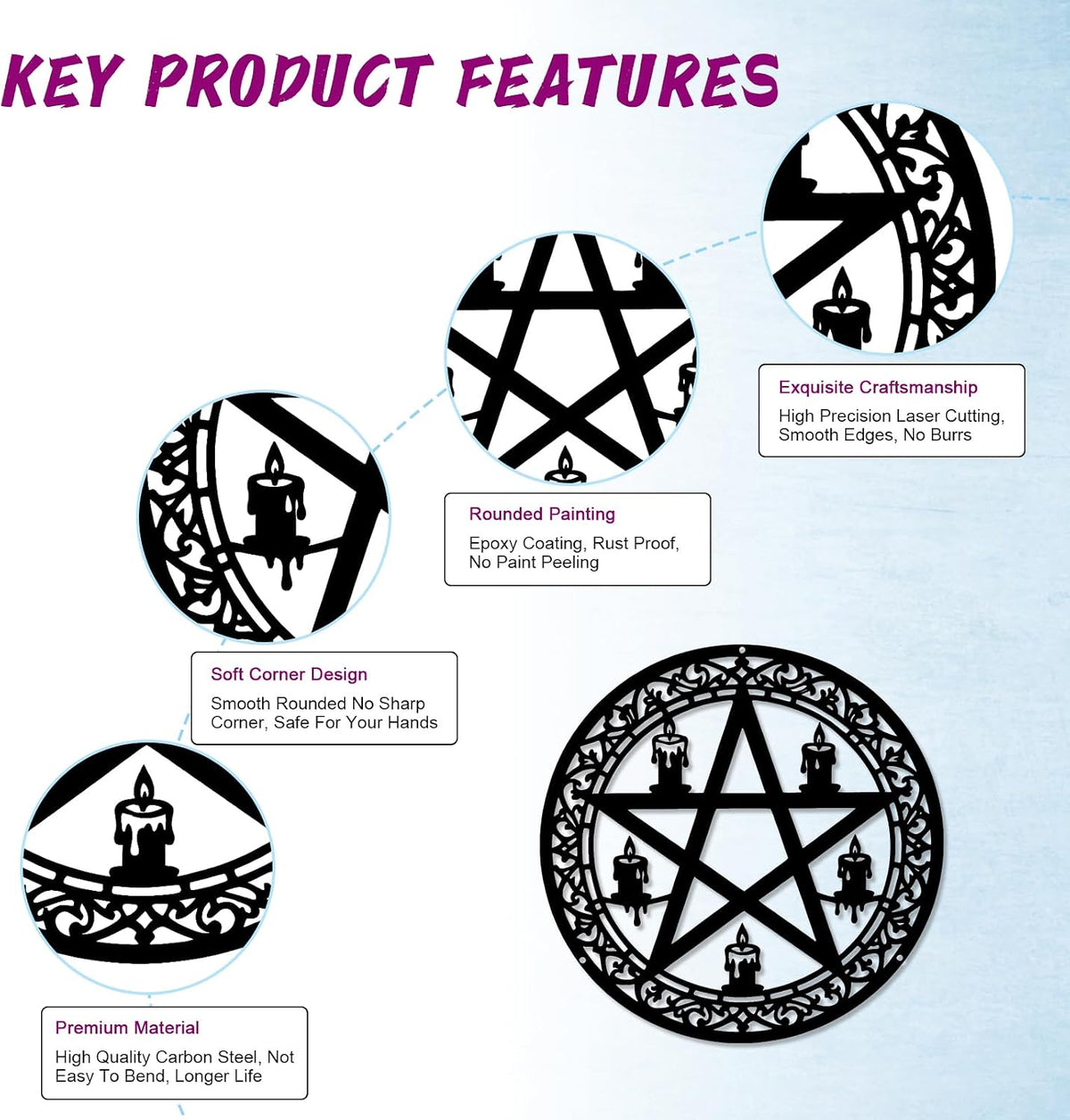 DYMACHINE Metal Wall Decor,Black Art Wall Decors,Boho Sign Accessories Adornos Para Sala,Living Room Modernos House Decorations For Bedroom,Apartment,Office,Kitchen,Black Outdoors (Mystic Symbols)